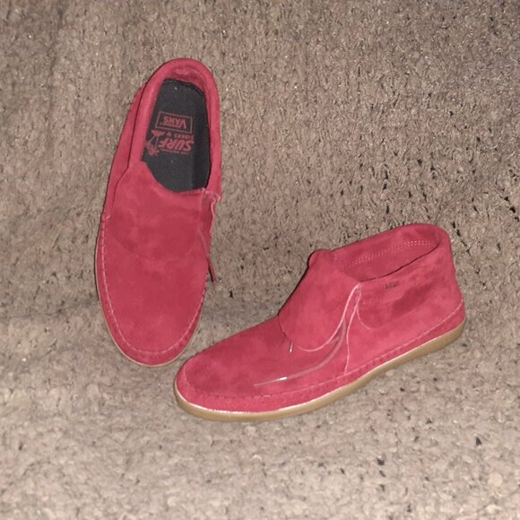 VANS SURF SIDER-Moccasin Red Suede-Size 7-Near Mint - Picture 1 of 9